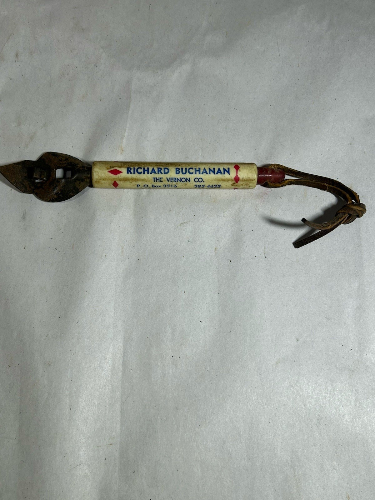Vintage Richard Buchanan Tallahassee Florida FL Vernon Co Advertising Can Opener
