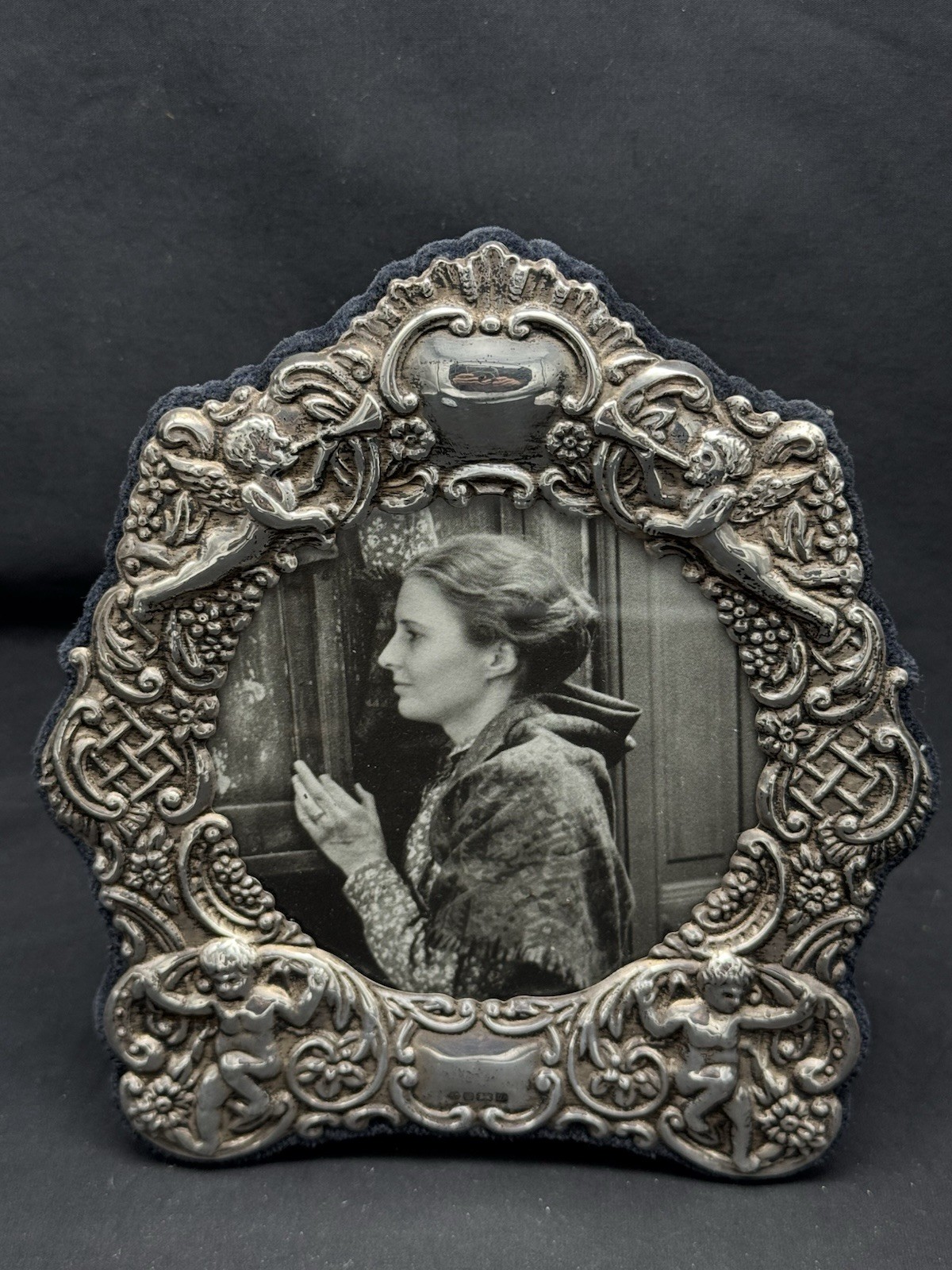 Vintage Carrs Sterling Silver Cherubs Photo Frame, England
