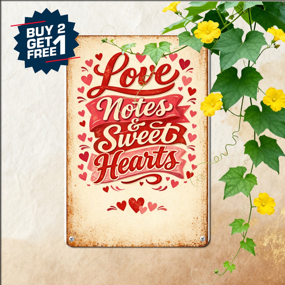 Happy Valentines Day Tin Sign Vintage Romantic Heart Bedroom Metal Plaque 8x12
