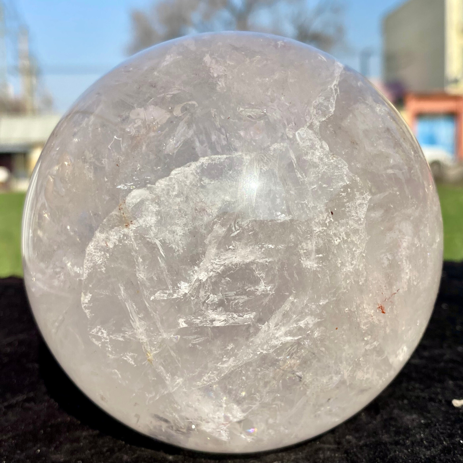 3.42LB Natural White Crystal Clear Quartz Crystal Sphere Ball Healing Meditation