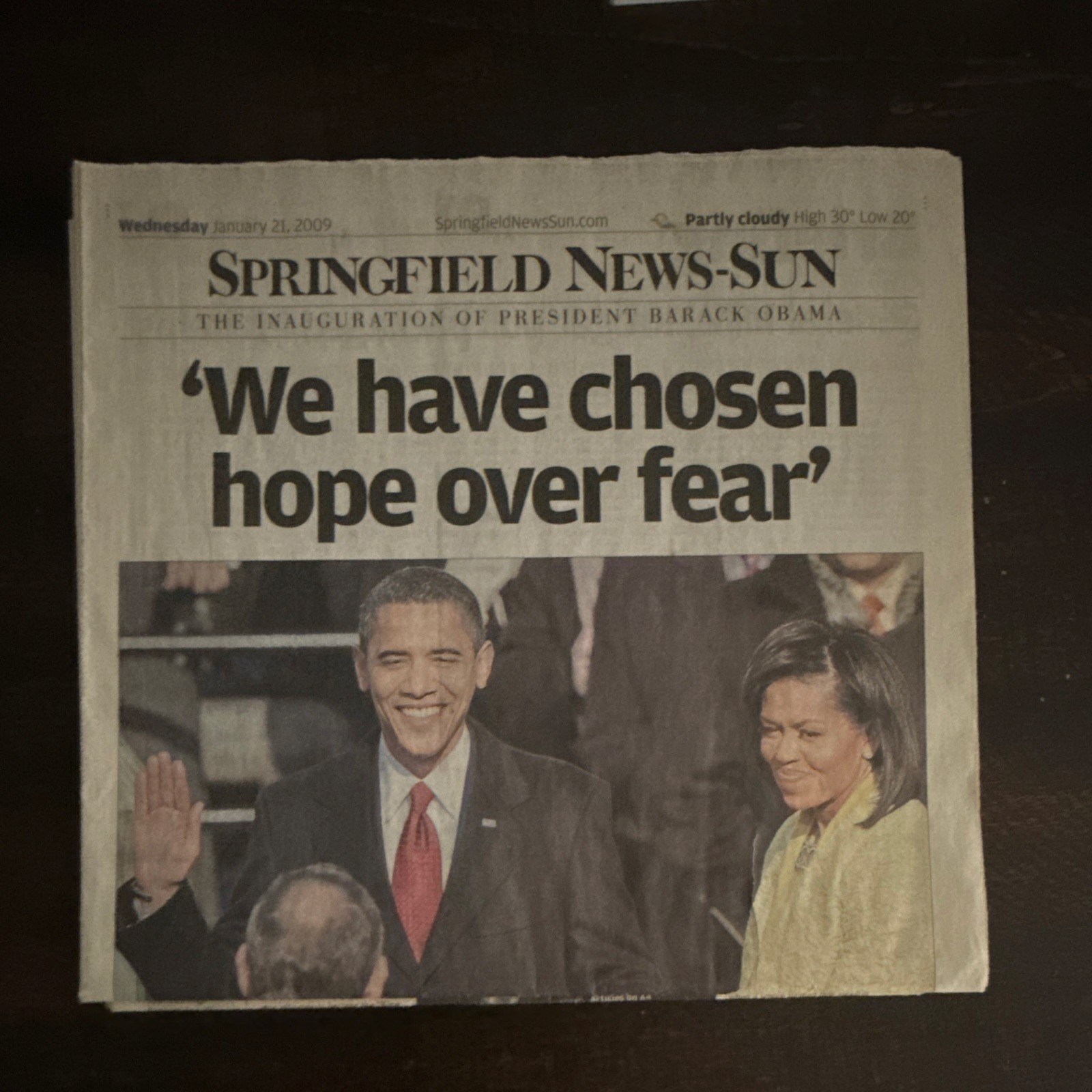 Springfield News-Sun Newspaper Jan 21 2009 Obama Inauguration \