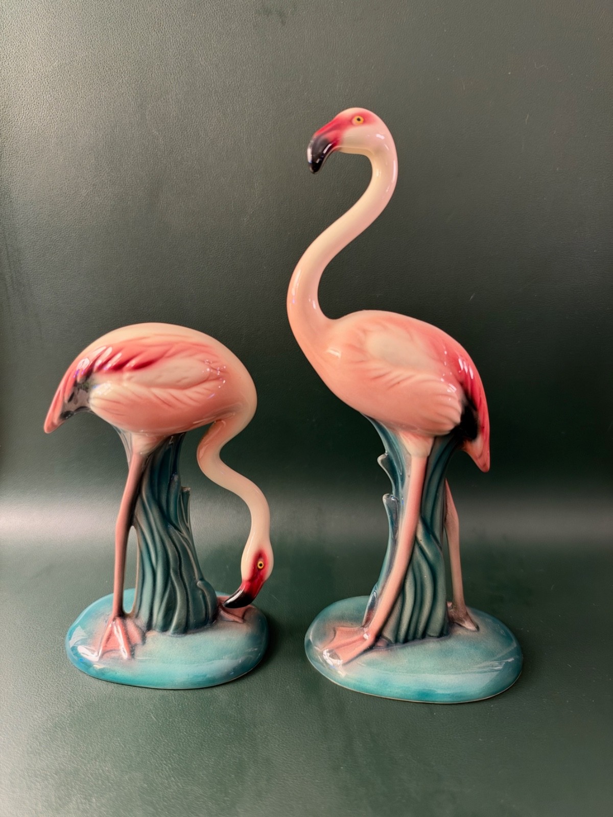 Vintage Will-George Pasadena Flamingo Pair Signed Figurines Mid-Century
