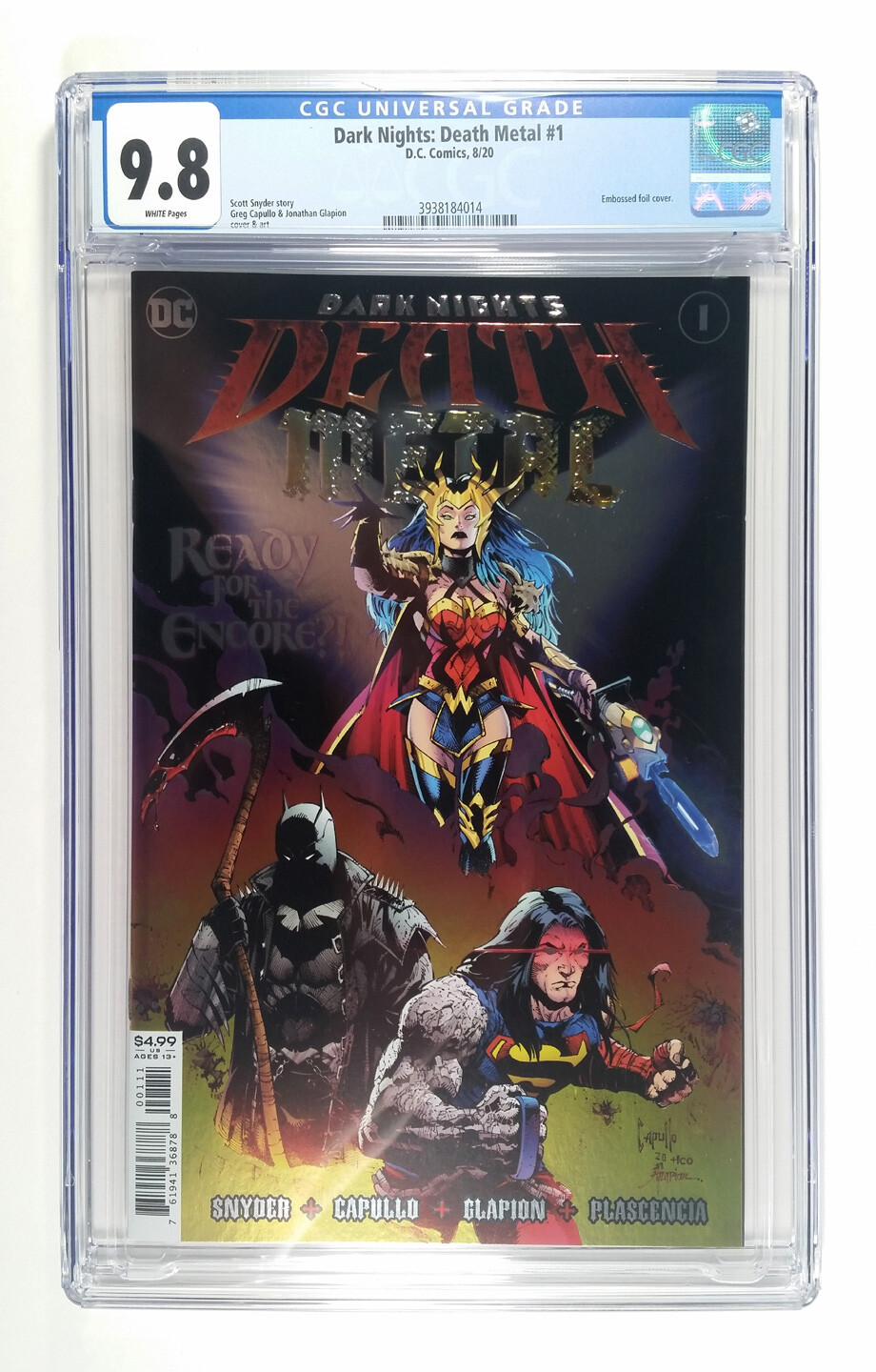 Dark Nights Death Metal #1  CGC 9.8 Embossed Foil CVR White Pages (2020) DC