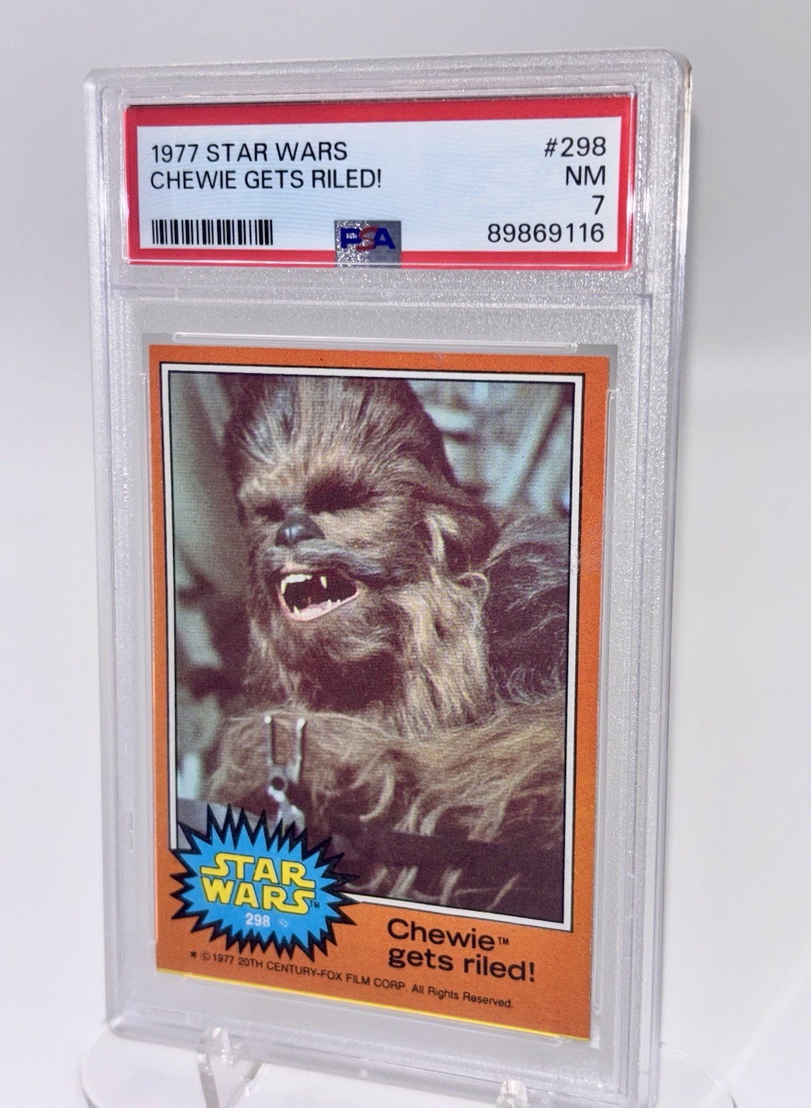 Star Wars Topps 1977 “Chewie Gets Riled” Card #298 Graded PSA 7
