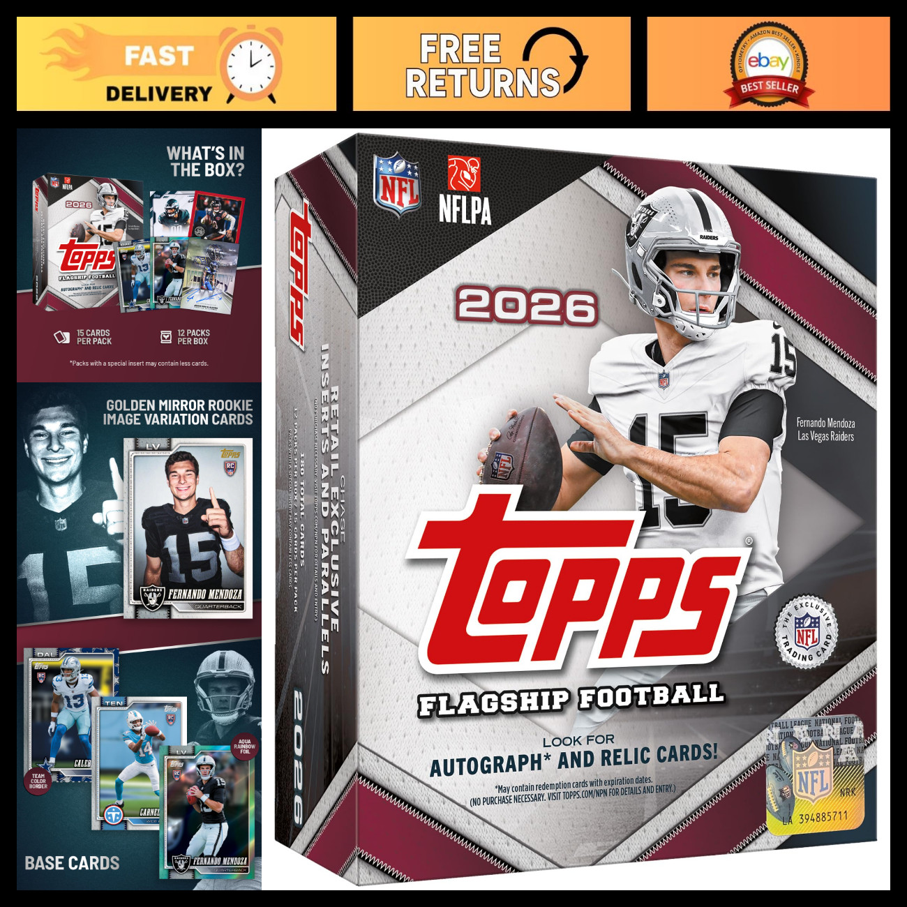 2026 Topps NFL Flagship Football - Factory Sealed - Mega Box