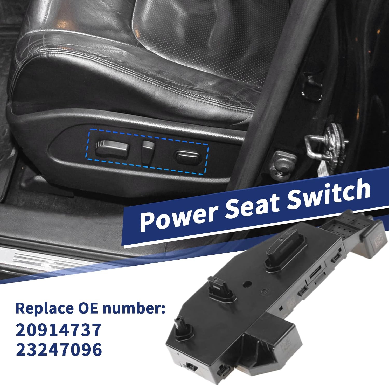 Power Seat Control Switch Front Passenger Side Compatible 23247096 20914737