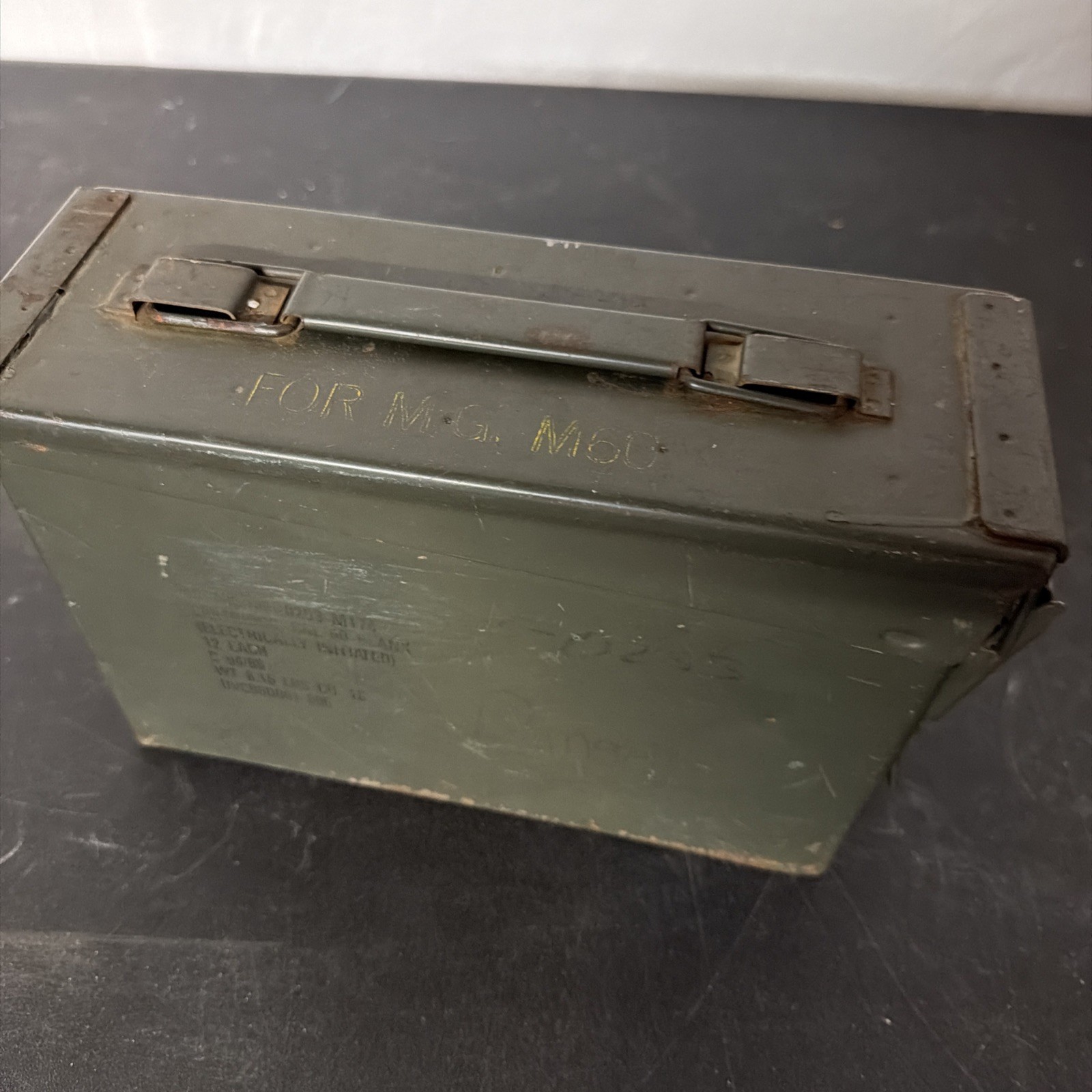 Vintage WWII US Ammo Can Stenciled Vietnam MG M60 Repurposed Shape Charge SCF