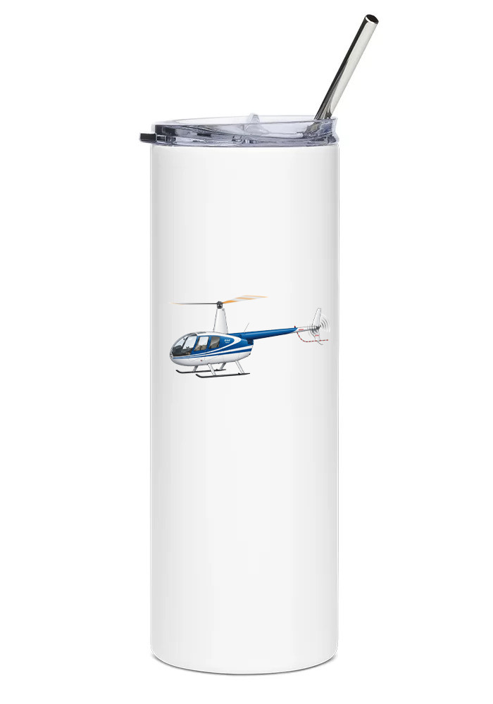 Robinson R44 Stainless Steel Water Tumbler with straw - 20oz.