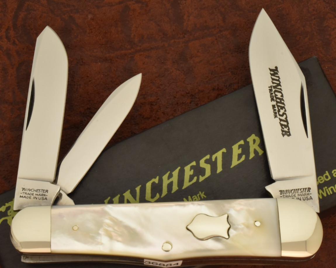WINCHESTER TRADEMARK MADE IN USA AAA+ MOTHER OF PEARL WHITTLER KNIFE NICE (36884