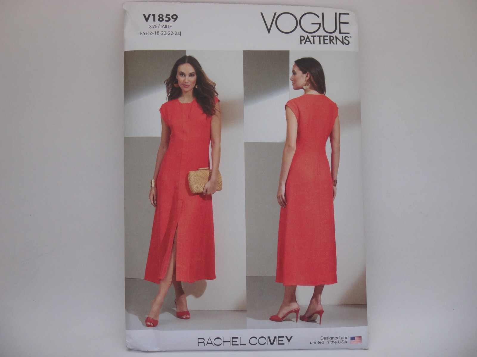 Vogue 1859 Rachel Comey Fitted Bust Ankle Length Dress Pattern Misses' Sz 16-24