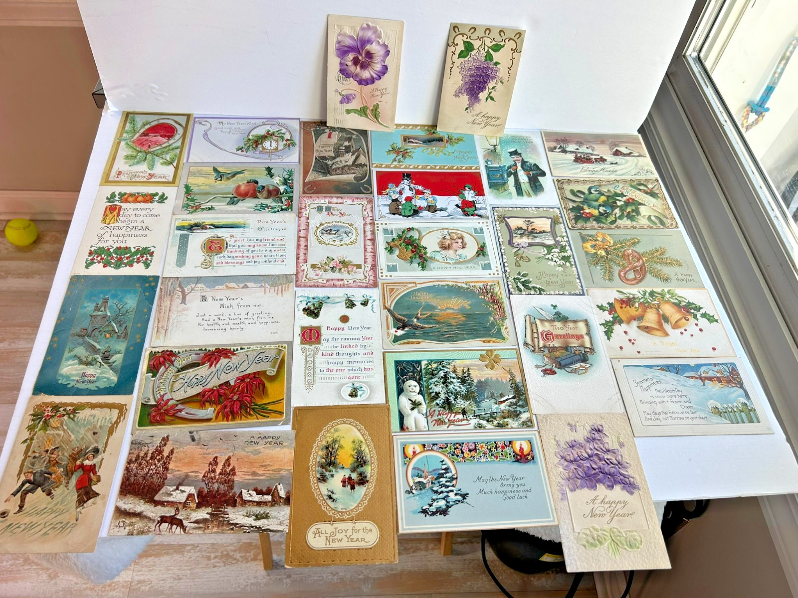 Variety Lot of 53 Antique Happy New Year Postcards (see all pics)  Used/Unused