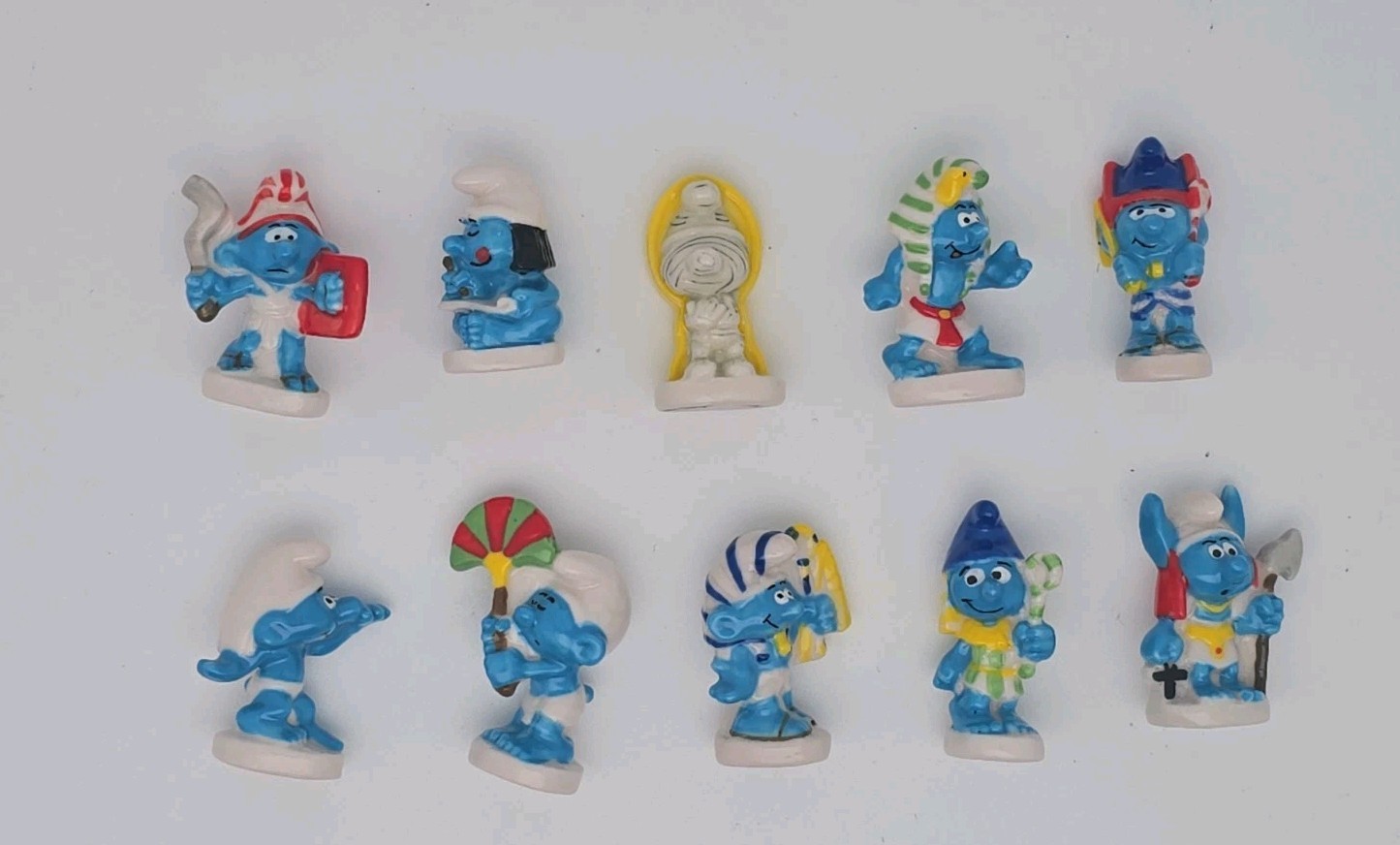 French Feves Smurfs Egyptian set - 2015 Ceramic Mini  Set of 10 Peyo King Cake