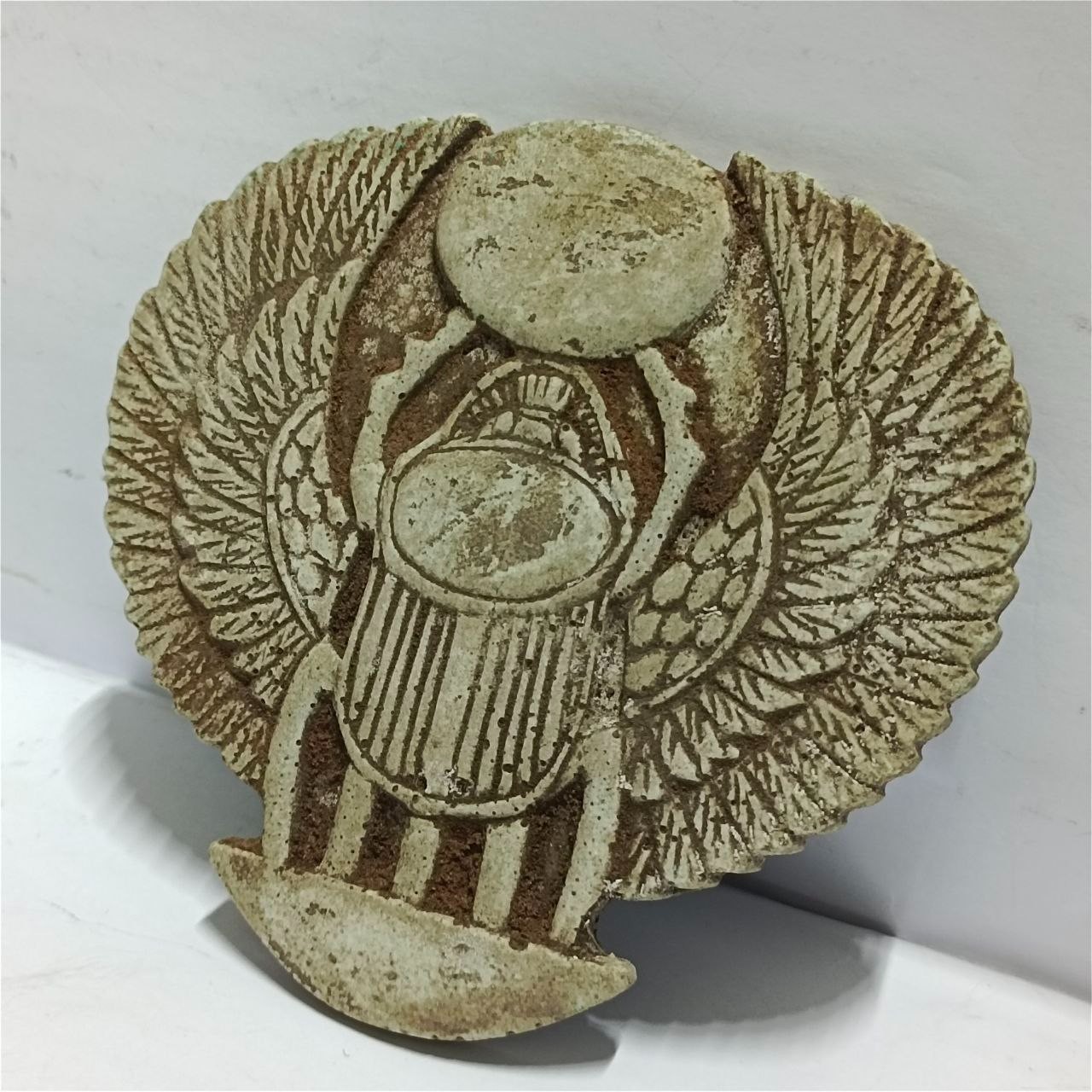 Egyptian Scarab Beetle Winged Relief Vintage Style Collectible Decor Piece