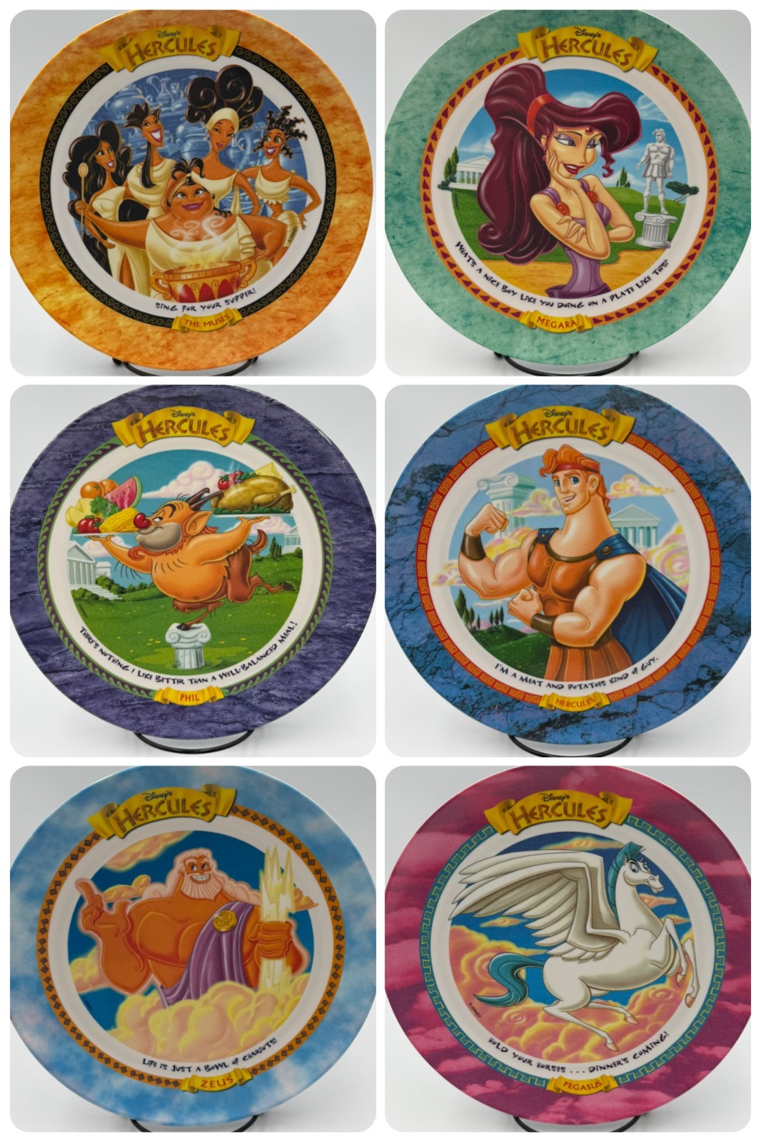 Disney Hercules McDonald\'s Collector Plates Complete Set of 6 1997 Vintage