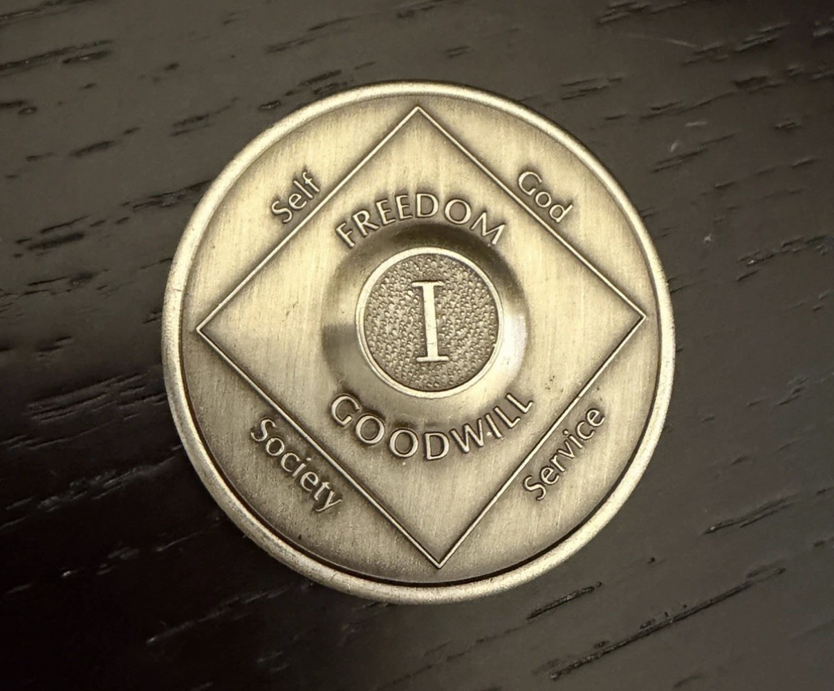 1 Year Narcotics Anonymous NA Medallion Coin 1985 WSO Set Token Chip Clean