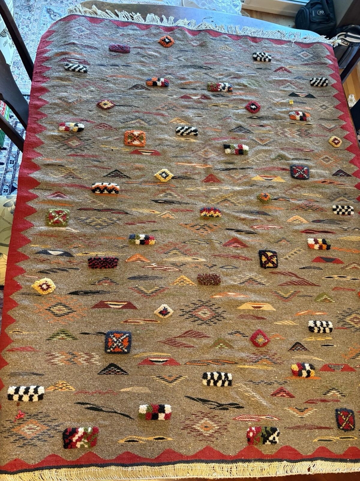 Handwoven Moroccan Berber Kilim Rug. Exceptional Quality And Design