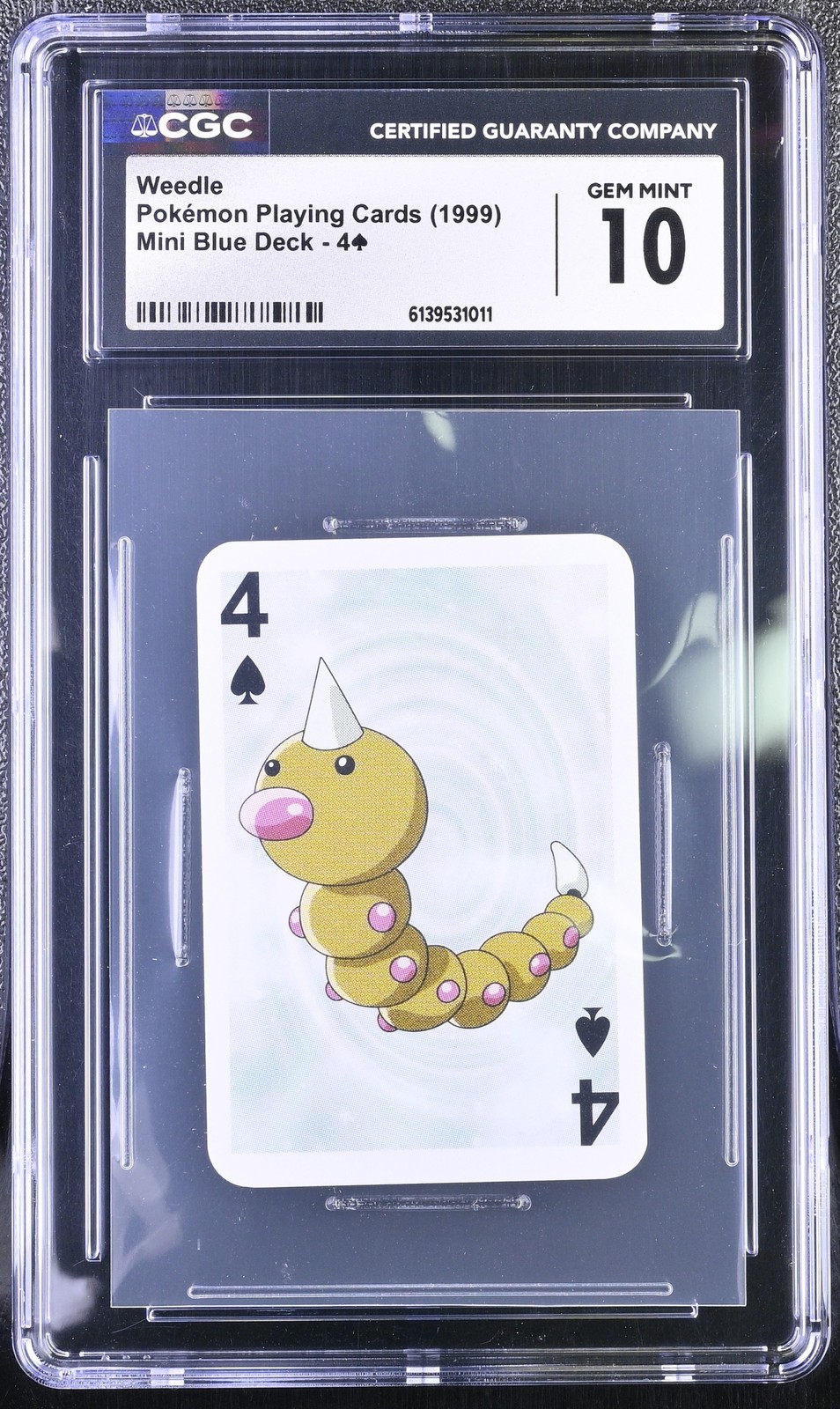 1999 Pokemon Playing Cards Mini Blue Deck Weedle 4 of Spades CGC 10