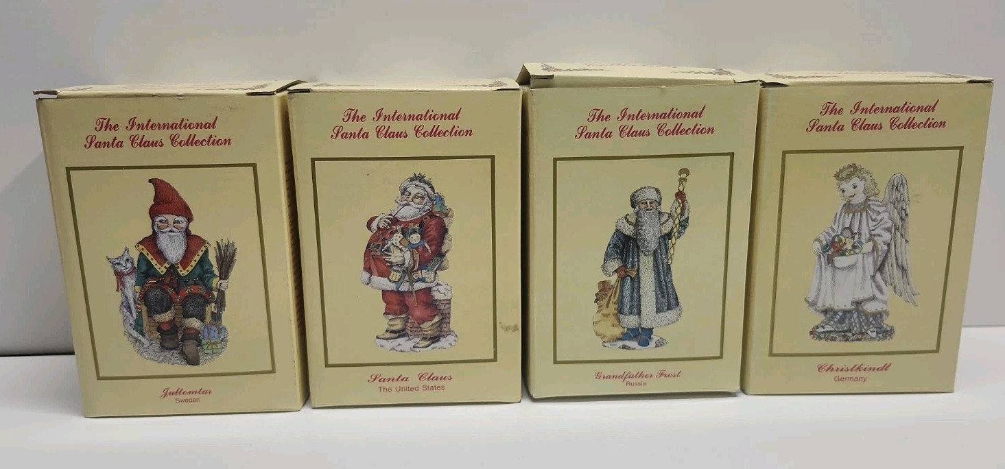 International Santa Claus Collection Lot of 4 Vintage Christmas Figurines W Box