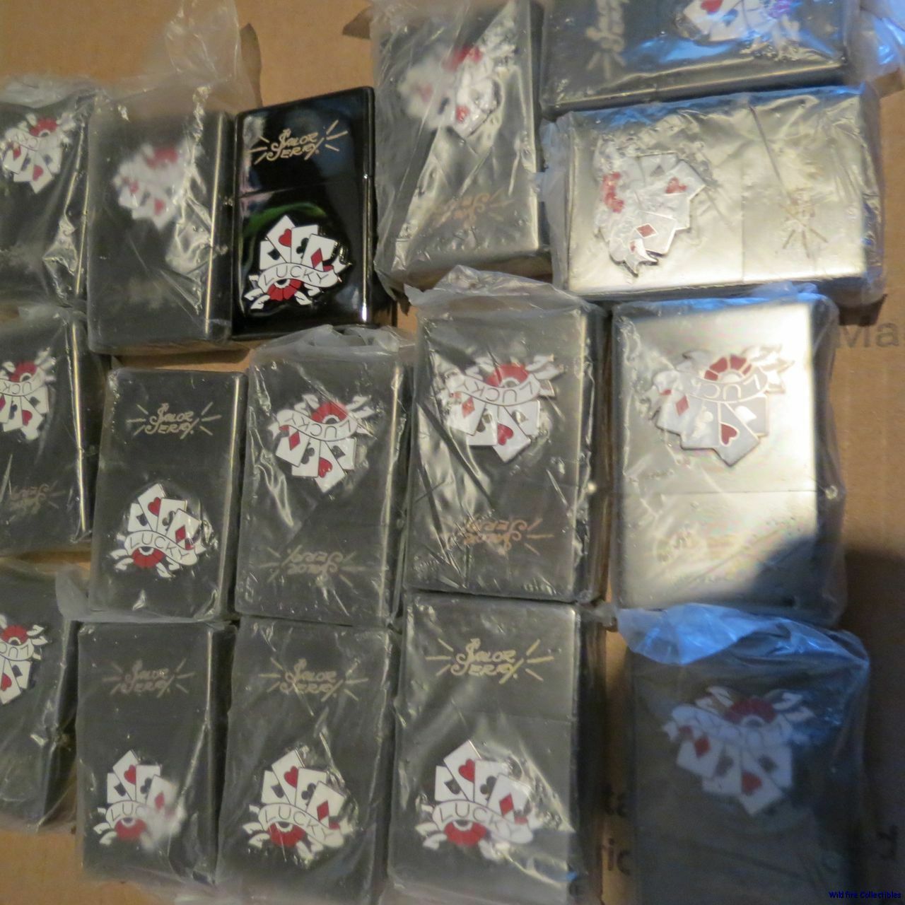 WHOLESALE LOT OF 14 SAILOR JERRY LIGHTERS sailer tatoo designs poker cards rum