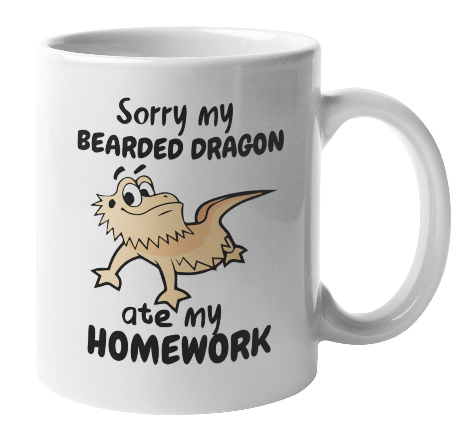 Cute Coffee & Tea Mug, Bearded Dragon Design