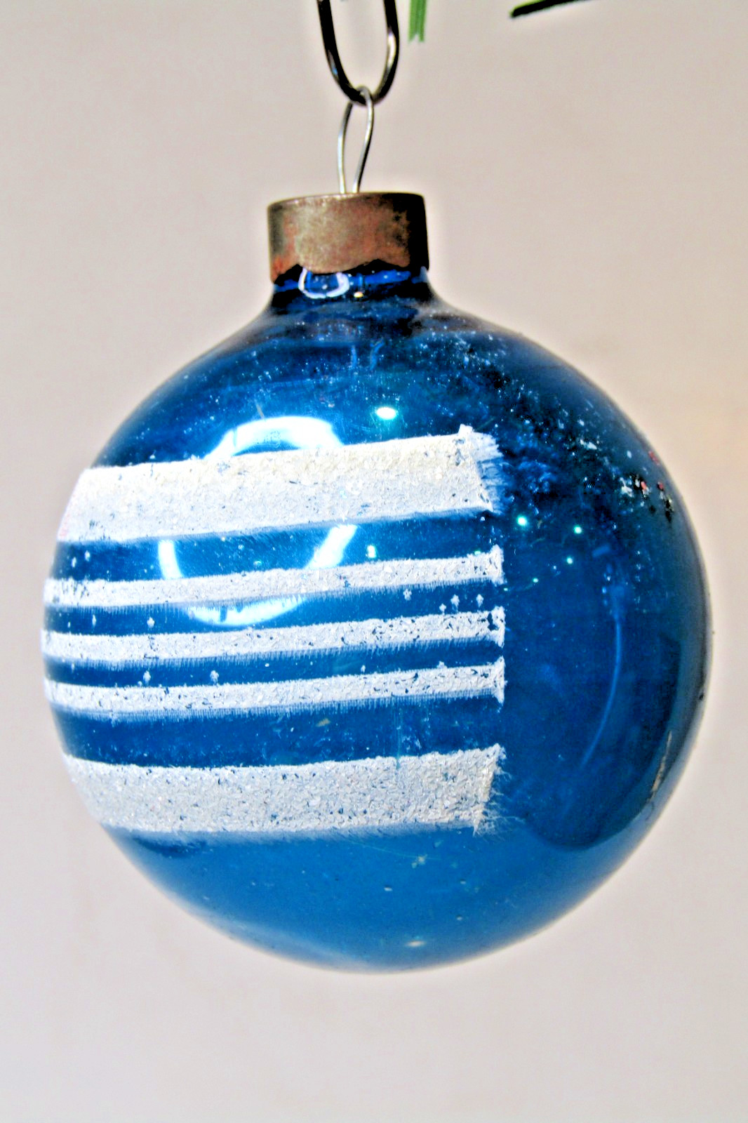 VTG pre WWII Glass Zodiac Stencil Stripes BALL Christmas Ornament Franke Mark Br