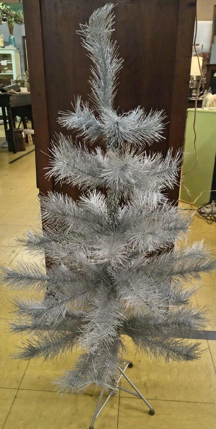 WEST ELM Antique Silver 3 Ft Christmas Tree Tabletop Retired NOS
