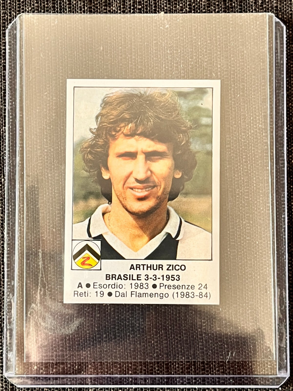 STICKER ARTHUR ZICO UDINESE #222 EDIS CALCIATORI 1984/85 MINT TOPLOADER