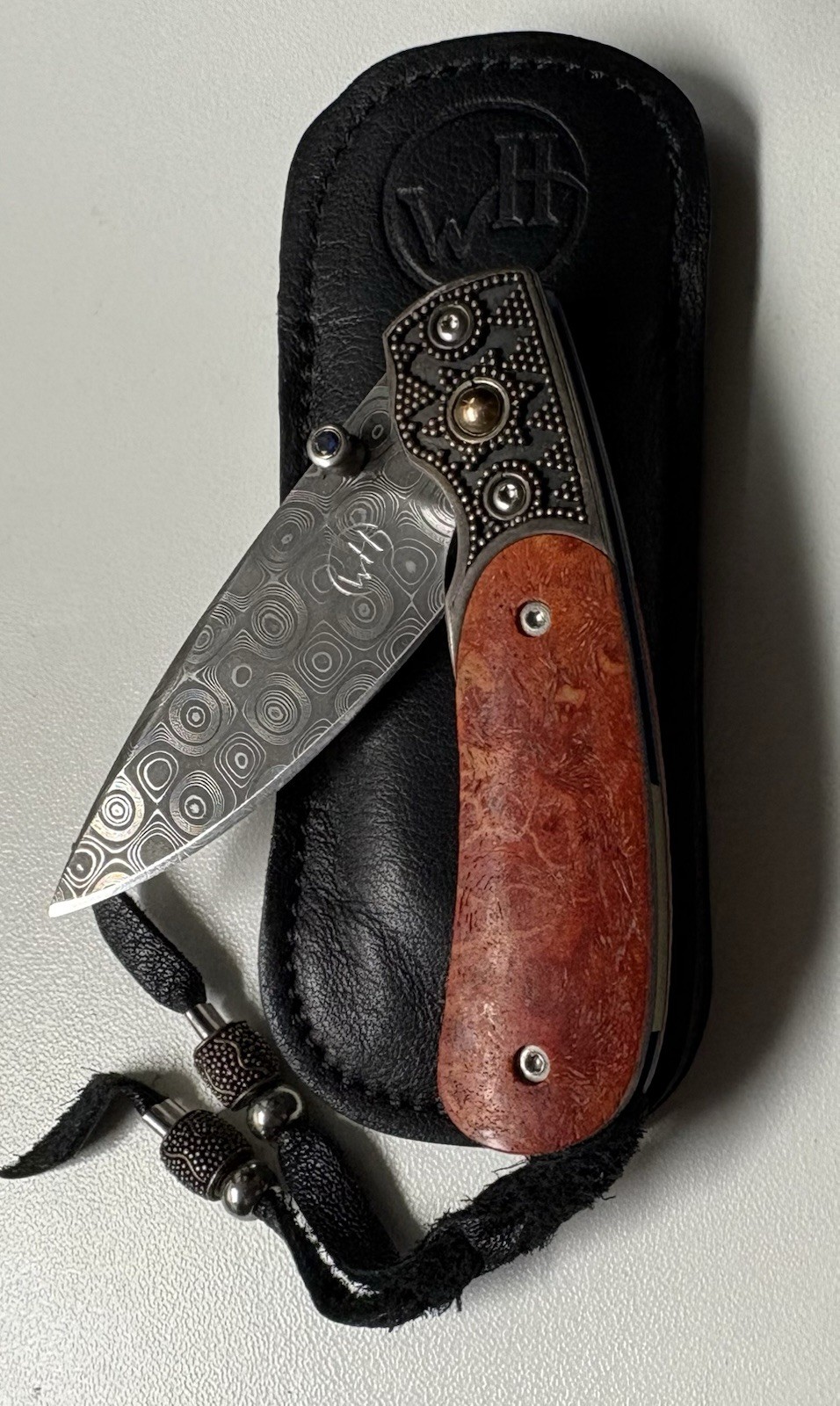 William Henry Knife Collectors One Of A Kind Apple Coral, Sapphire, Mike Norris