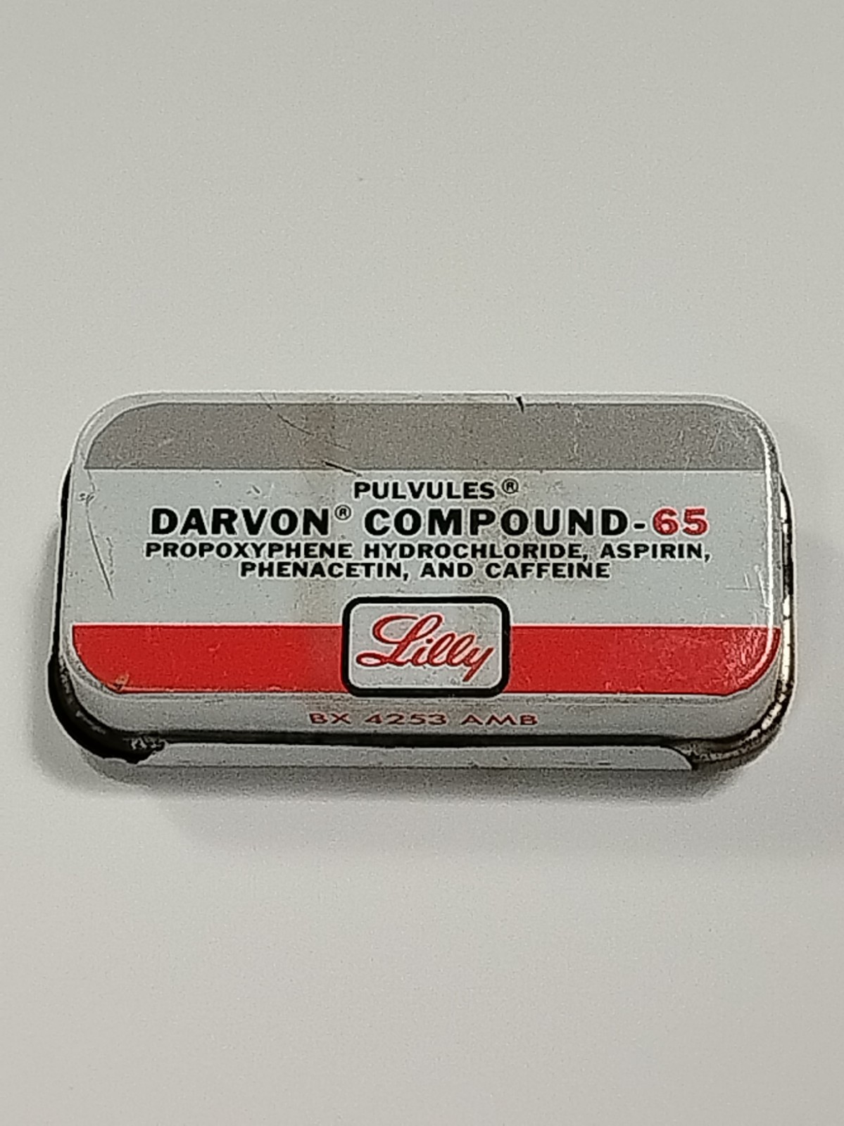 Vintage Eli Lilly Darvon Compound-65 Pocket Tin – Complete Two-Piece Sliding Set