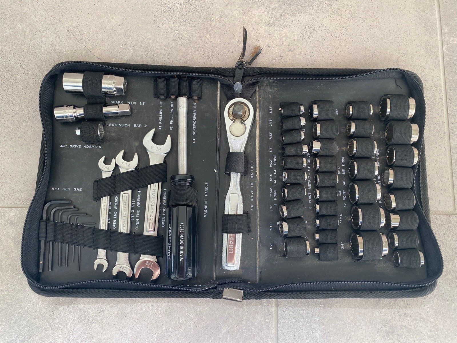 Craftsman USA Mechanics Socket Ratchet Tool Set 33853 - Zippered Case - Complete