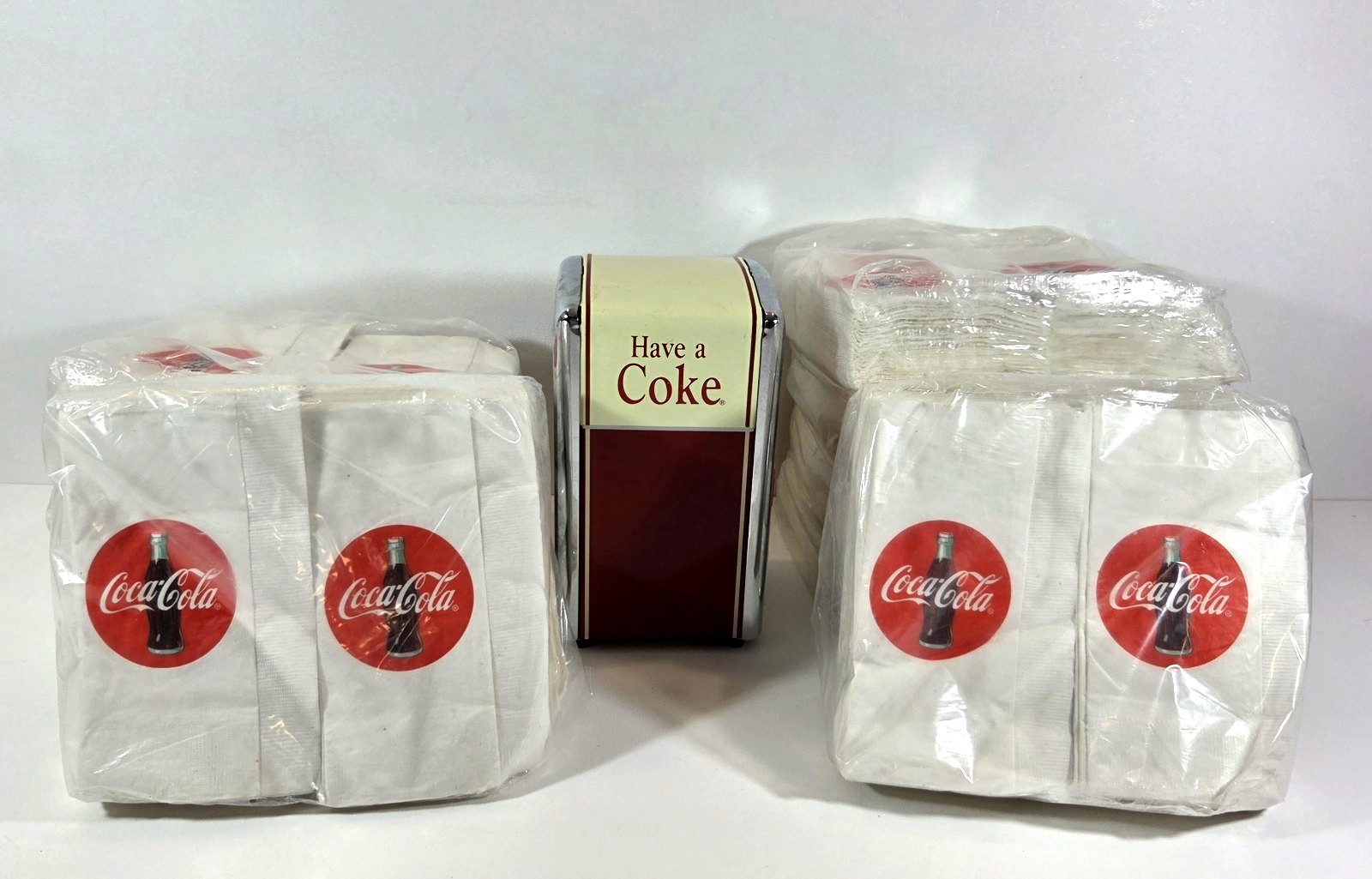 1993 Coca Cola Napkins Lot of 800+ with Original 1992 Have A Coke Dispenser