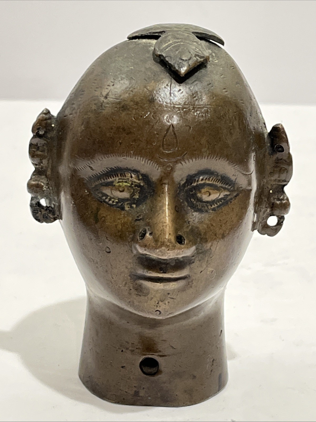 Antique Brass Gowri/Gauri Goddess Bust 4 1/4” Tall