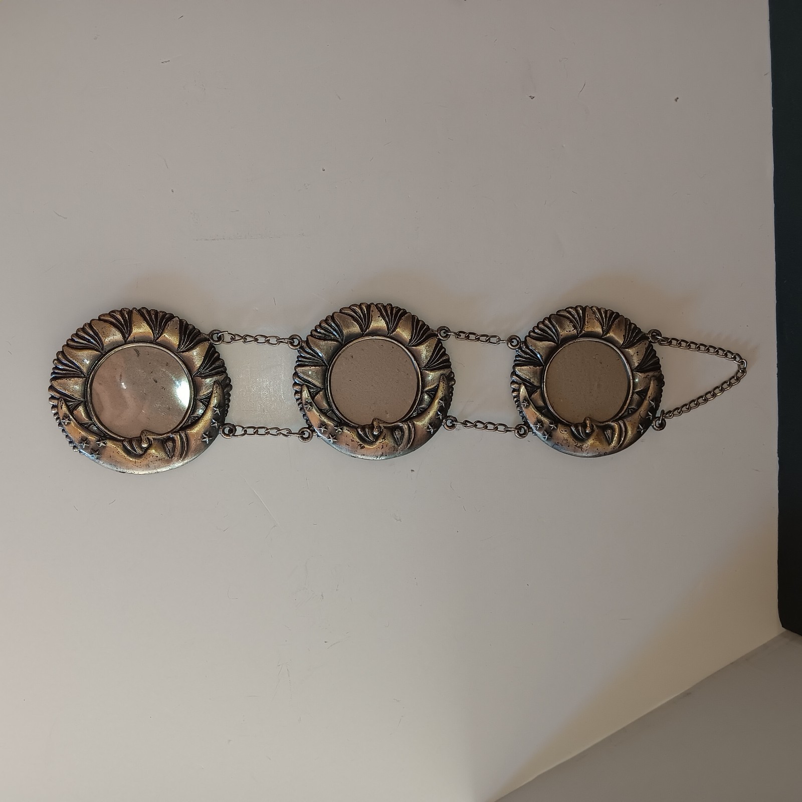 Vintage Picture Frames. 1990s Celestial Triple Hanging Frames, Sun, Moon, Linked