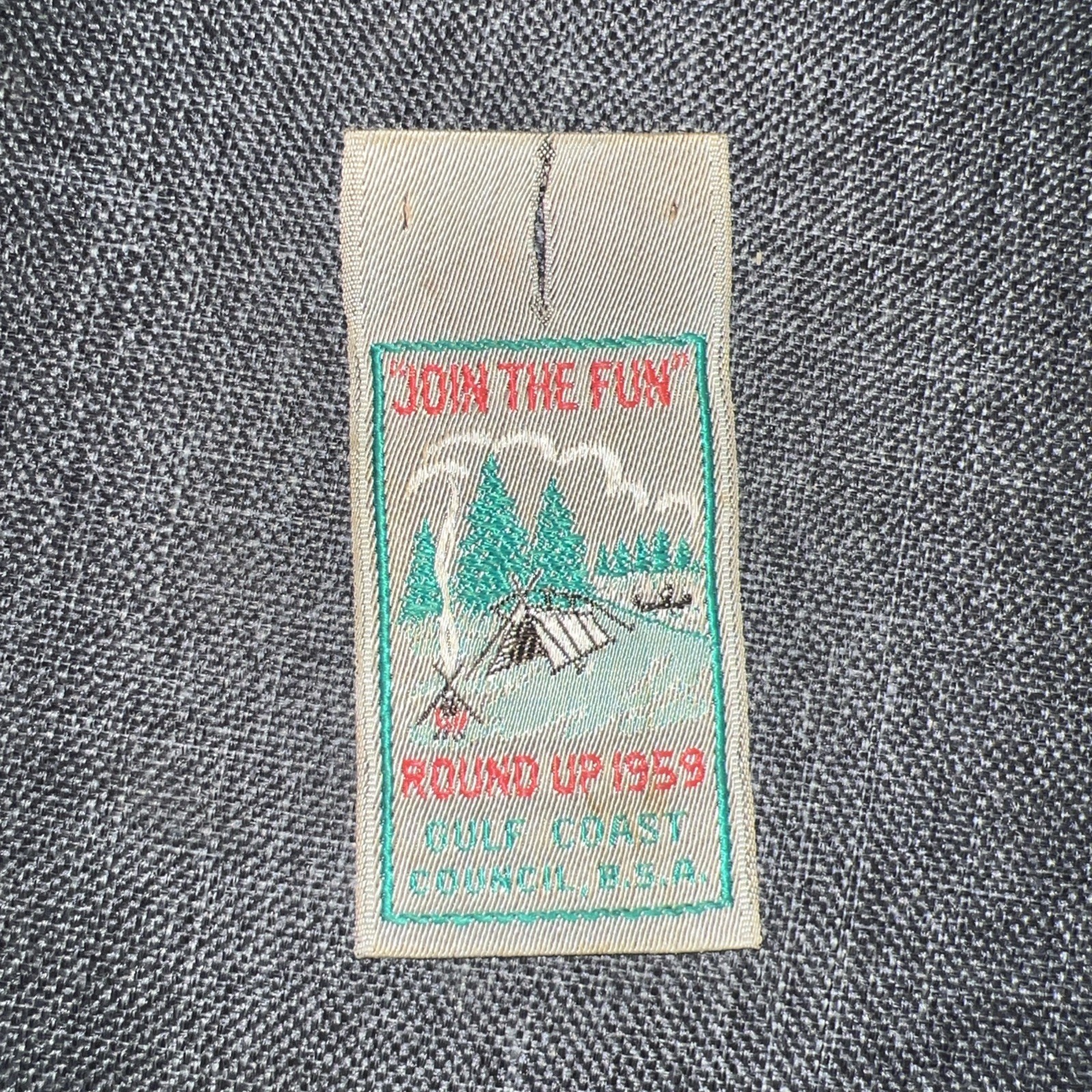 1959 Round up - gulf coast COUNCIL Boy Scout Woven PATCH -join the fun