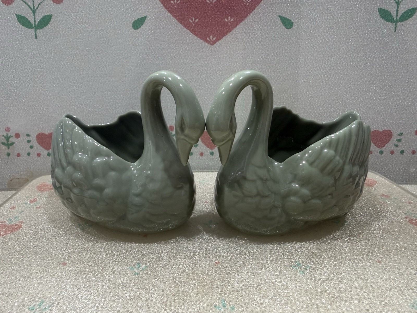 Lenox Vintage GREEN CELADON Swan Paddle Foot - Rare Color