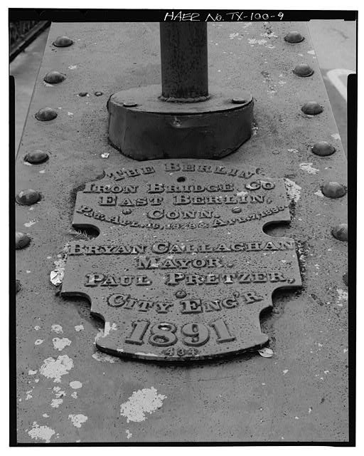 9. DETAIL CROCKETT STREET BRIDGE, BUILDER'S PLATE SOUTHEAST UPPER CHORD,