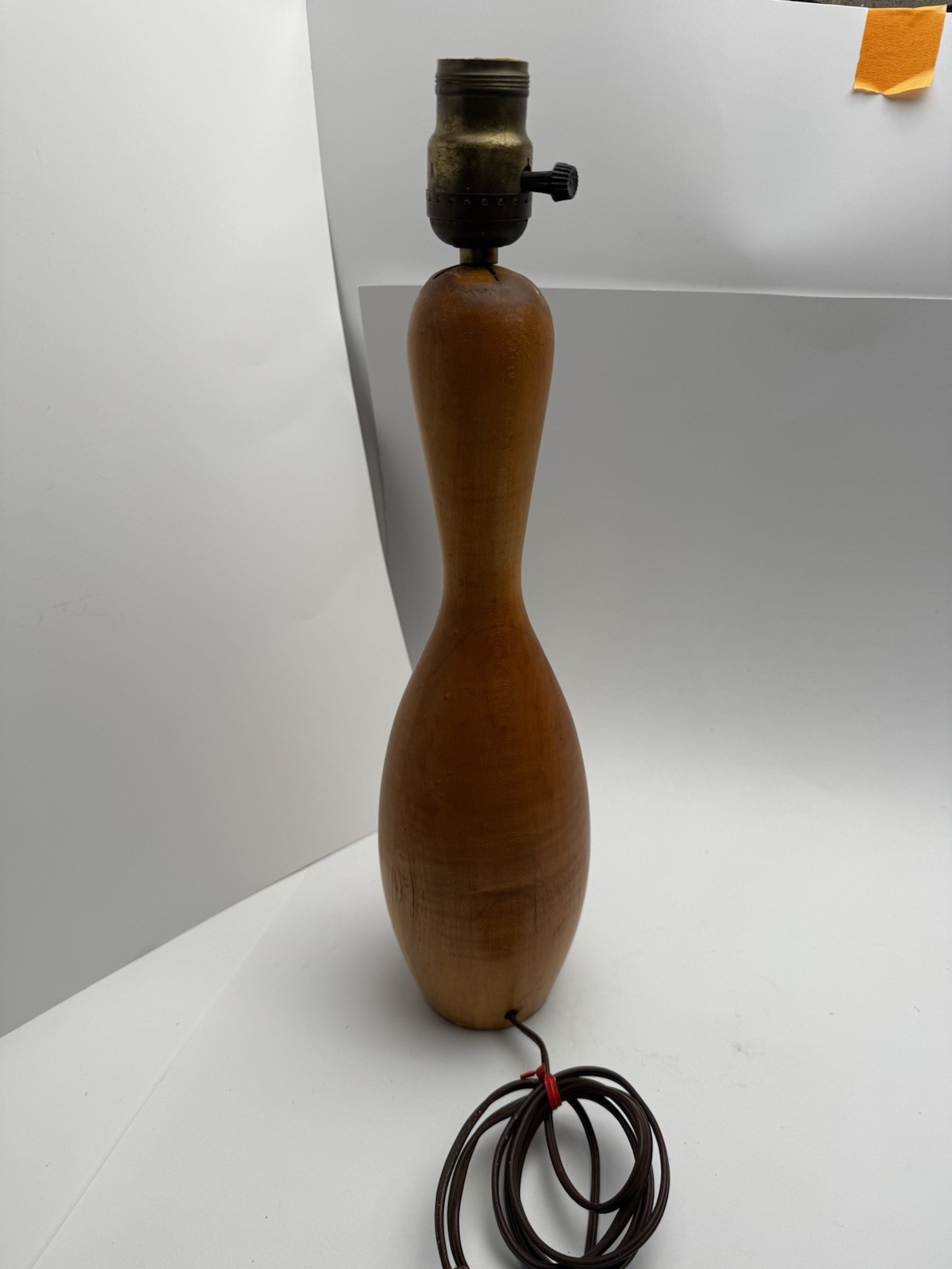 Vintage MCM Mid Century Modern Wood Bowling Pin Table Lamp No Shade Works