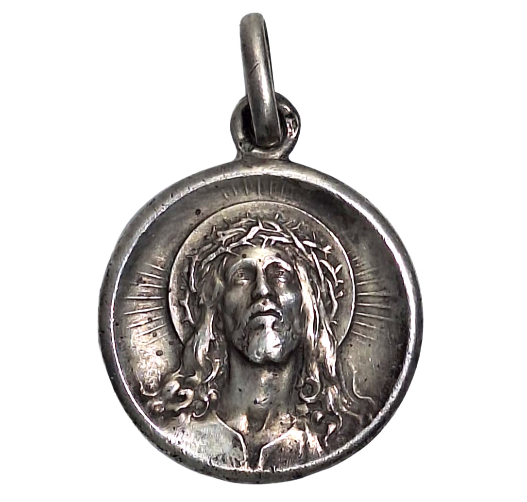 Antique Sterling Silver Jesus Crown of Thorns Pendant Signed José da Silva