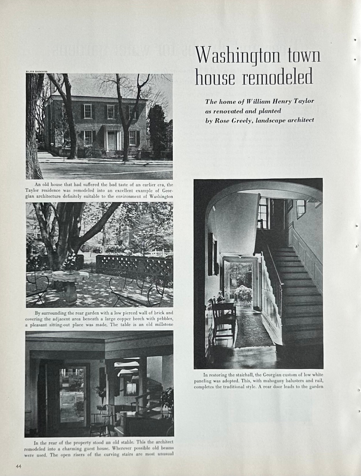 William Henry Taylor Home 1940 Washington DC Rose Greely Landscape Architect