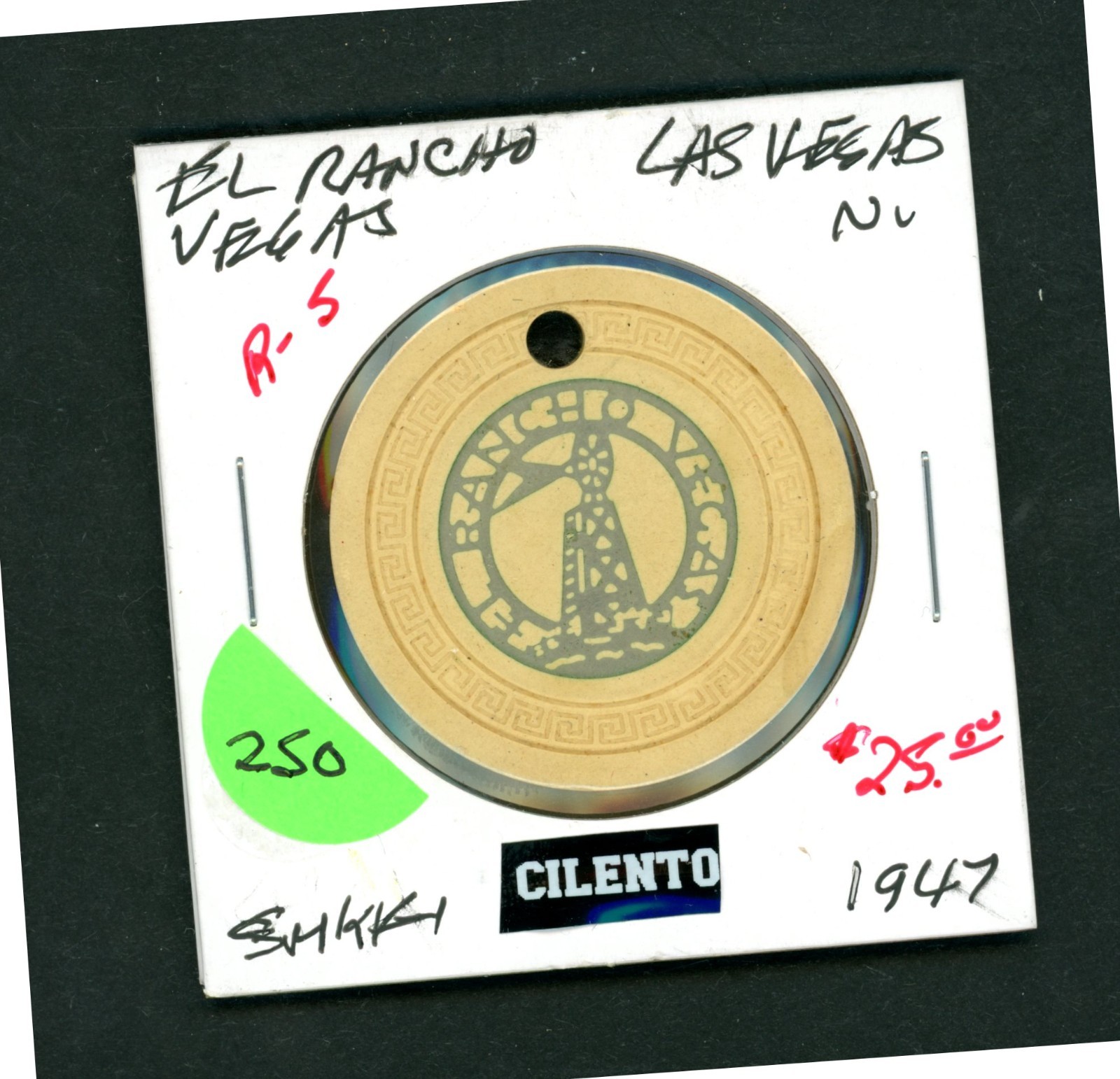Vintage $25.00 El Rancho Vegas Las Vegas, Nevada Casino Chip