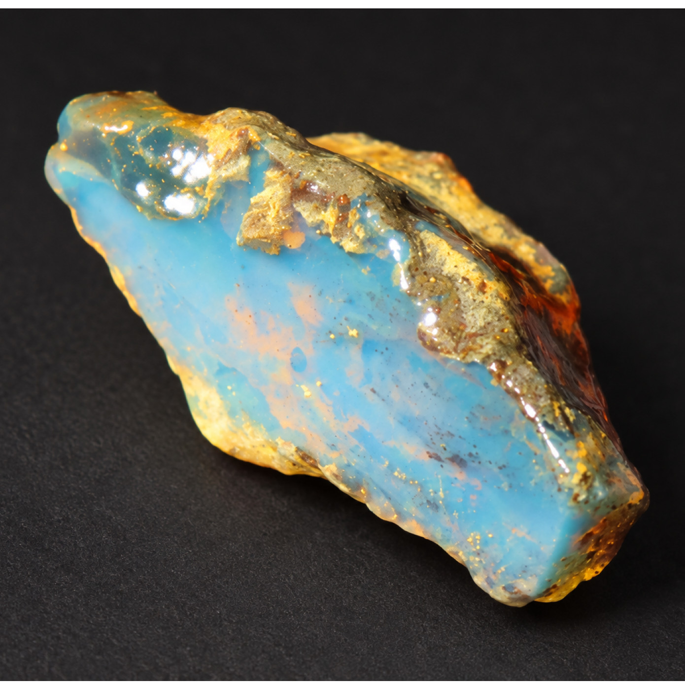 Genuine sky blue rough specimen Dominican amber 36mm