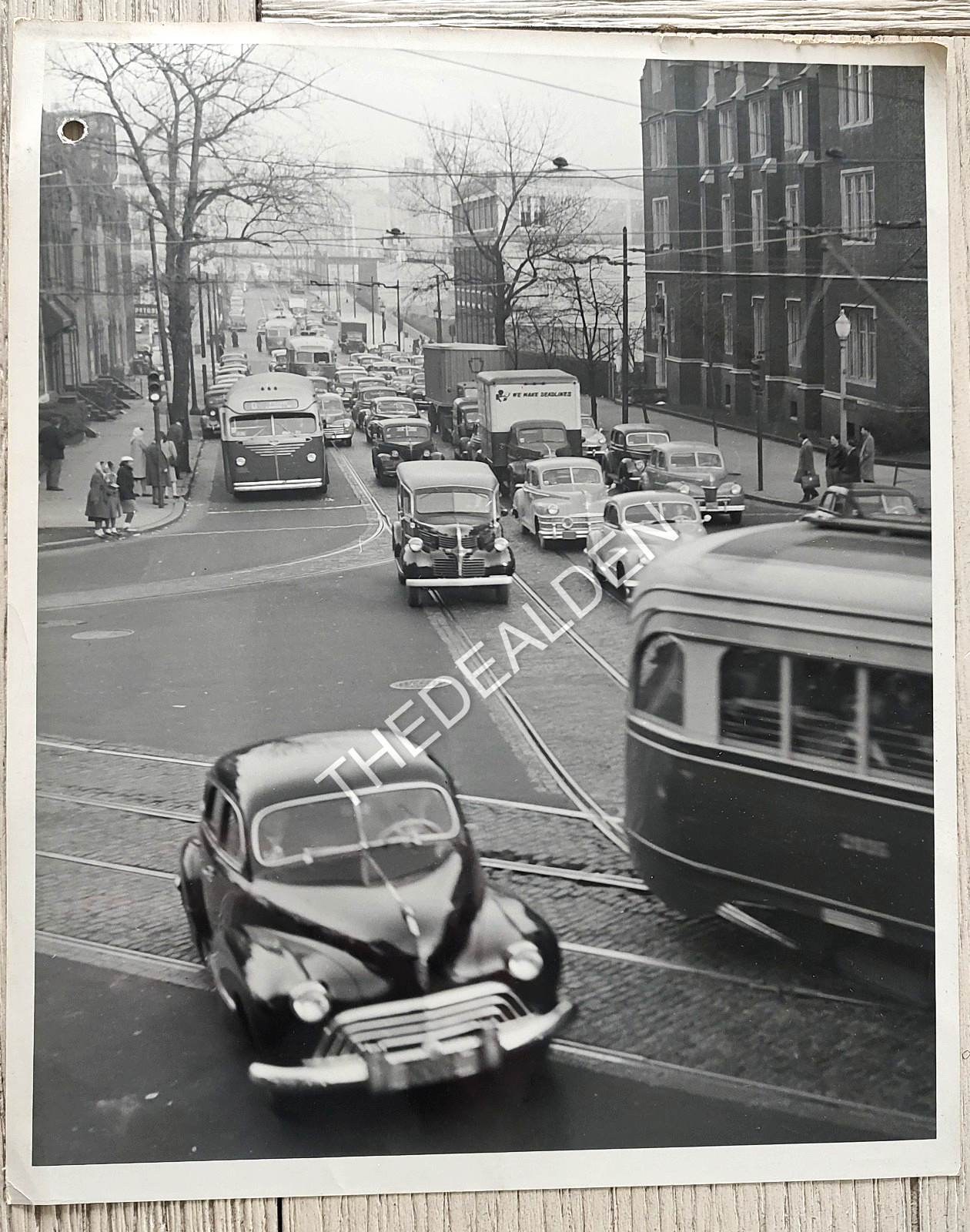 Vintage Original Photo Philadelphia PA Street Scene Traffic 1940s Market Walnut?
