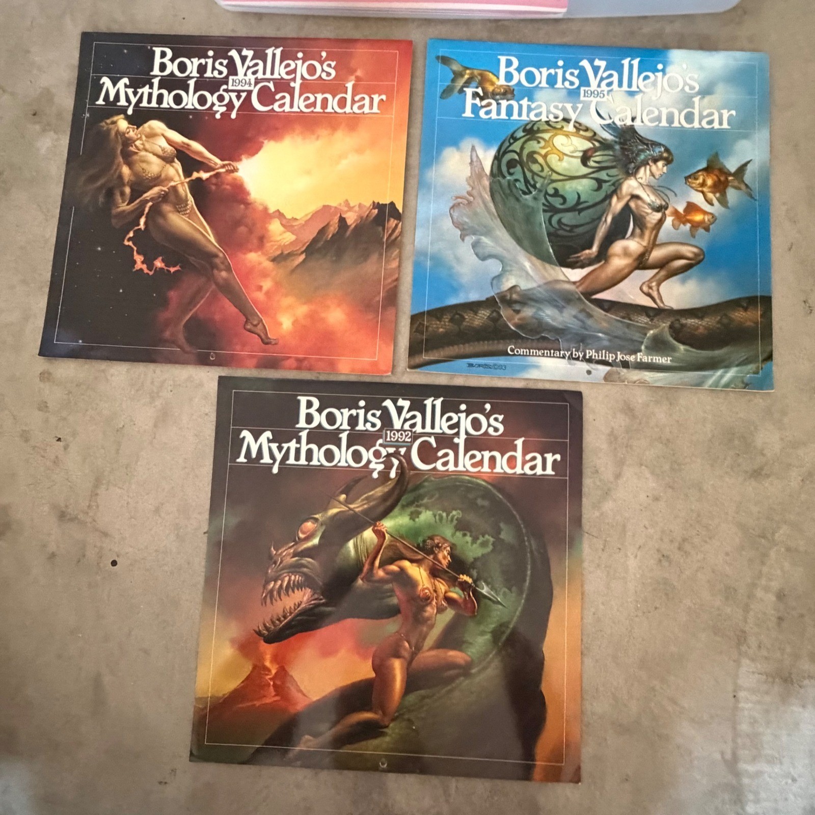 Boris Vallejo Mythology Fantasy Calendars Lot 1992 1994 1995 Vintage Art Workman