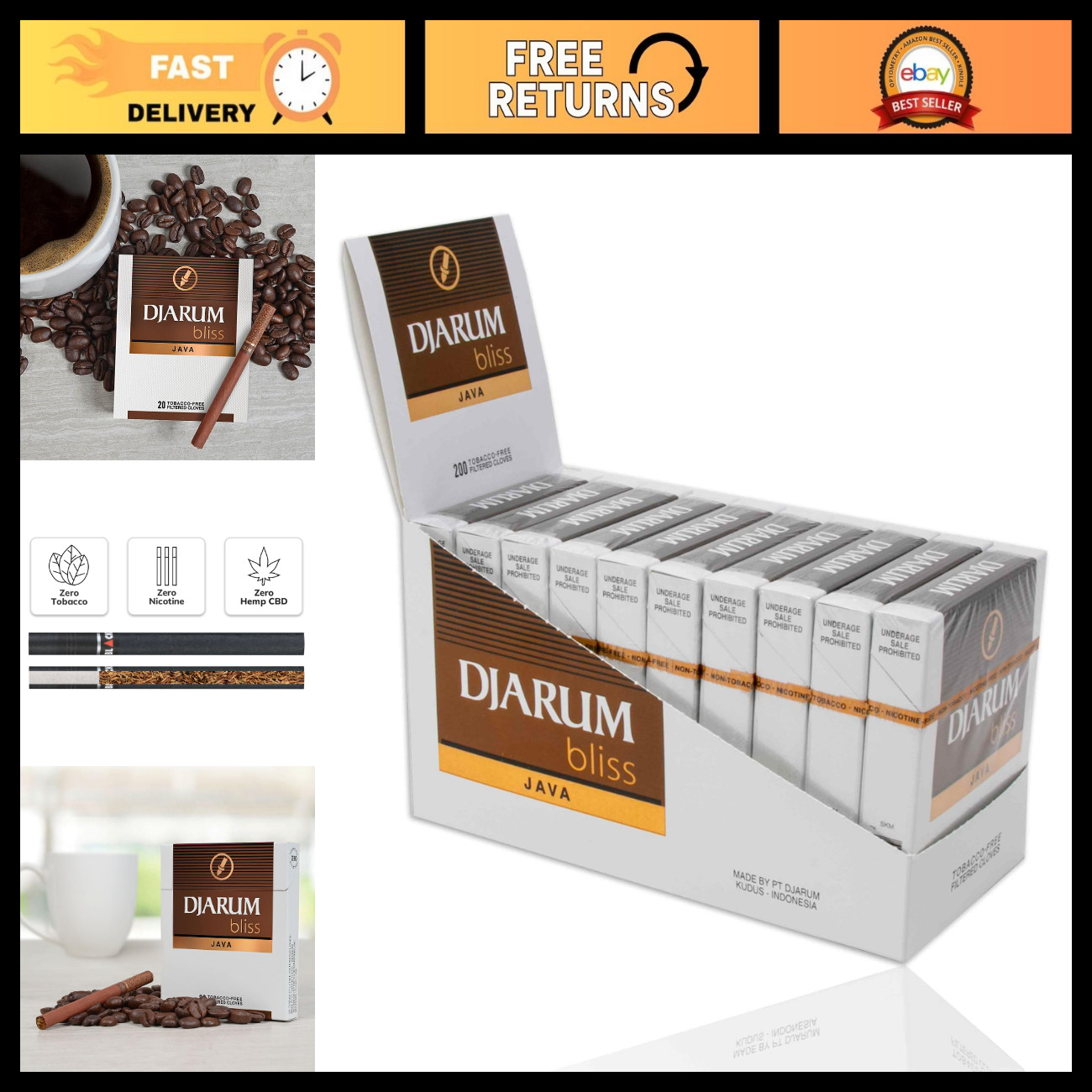 Filtered Clove Cigarettes - 10 Boxes (200 Total) + Frugal Smoker Sticker