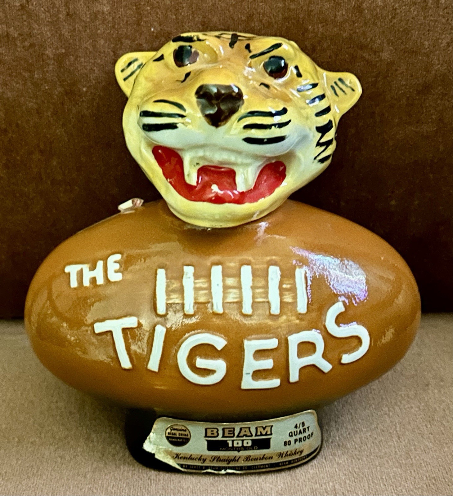 Vtg 1977 Jim Beam Bourbon Whiskey The Tigers Australian Football Decanter LSU