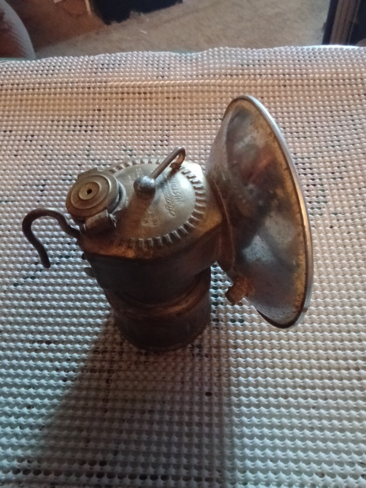 Antique Vintage Justrite Streamlined Carbide Miners Cap Lamp Brass Pre-War
