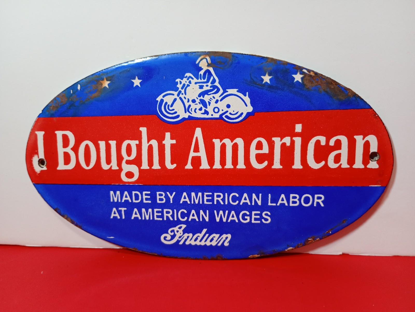 Vintage I Bought American Indian Motorcycle Porcelain Enamel Sign 7\
