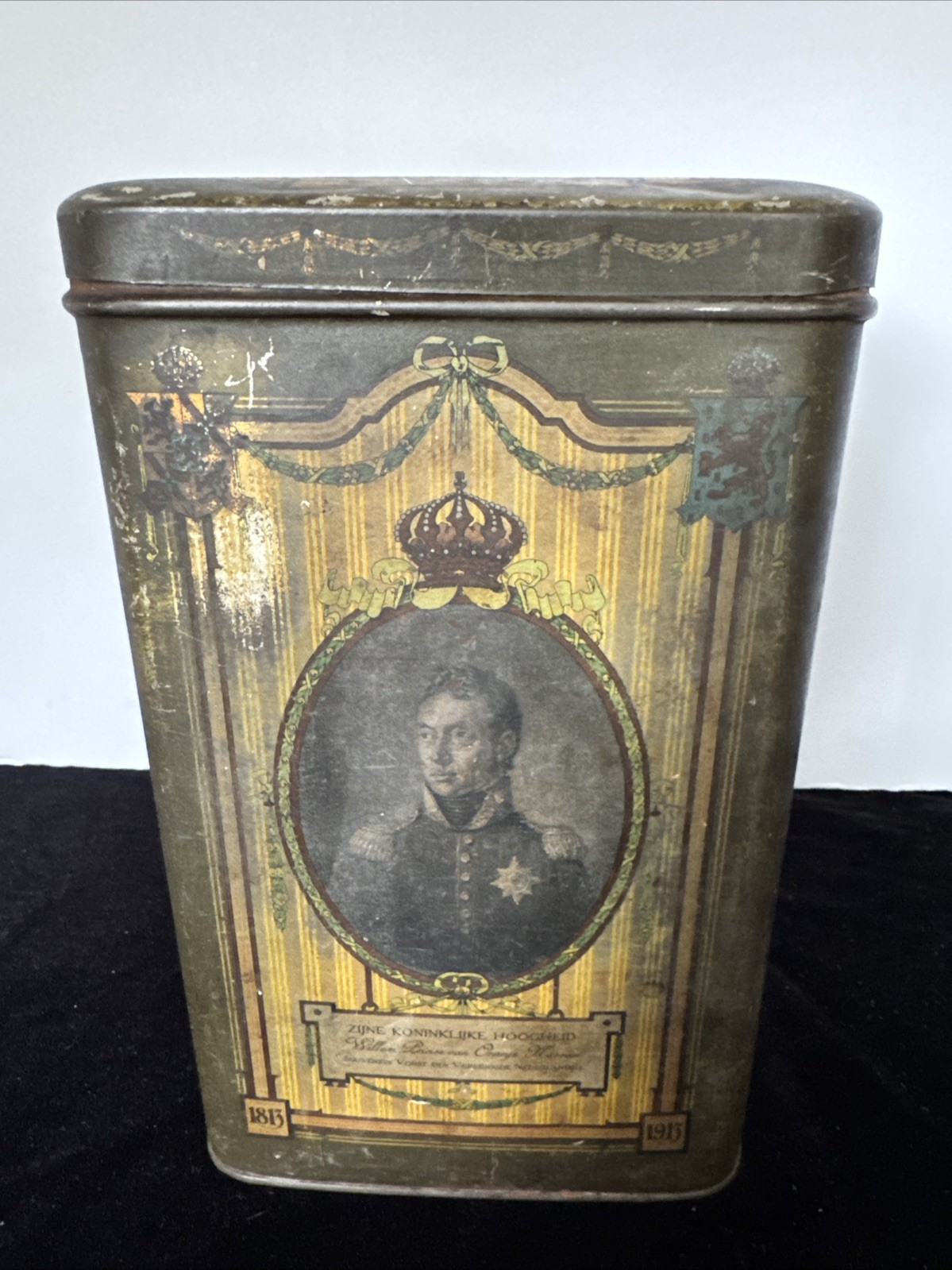 Antique Netherlands Centenary Tea Tin William I Queen Wilhelmina 1813-1913