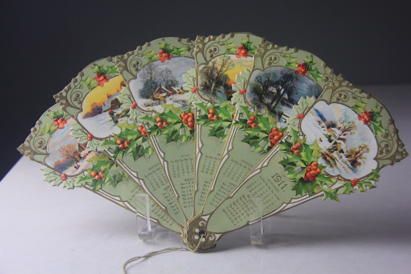 Antique 1911 Paper Fan Calendar