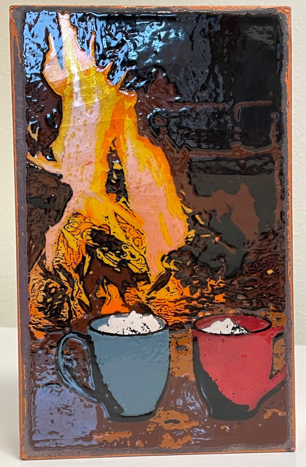 Beautiful Houston Llew Spiritiles Glass on Copper #258 ‘Fireside’ - Atlanta 2021
